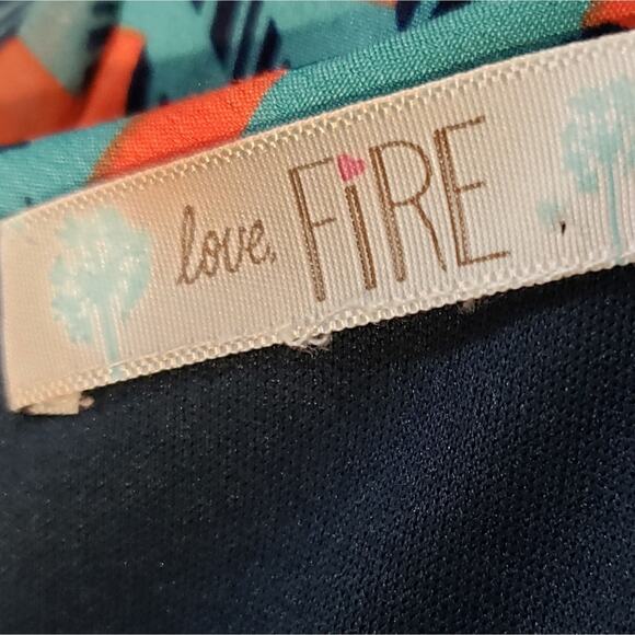 Love Fire Blue and Orange Geometric Print Sheath Dress Small Retro Mod Gypsy - Picture 8 of 8